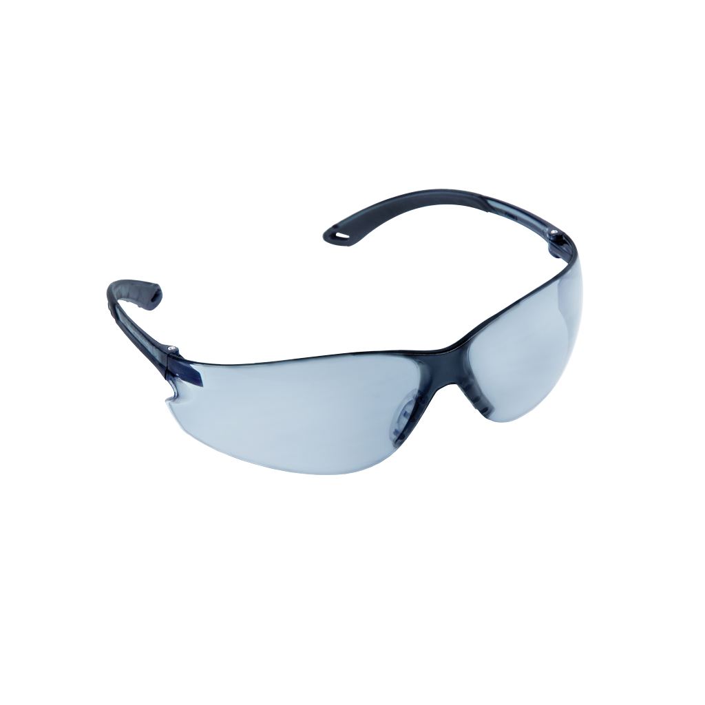 SMOKE LENS SAFETY GLASSES FRAMELESS WRAP AROUND DESIGN