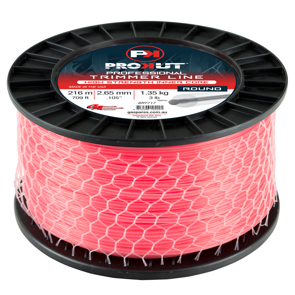 PROKUT TRIMMER LINE ROUND PINK .105 2.65MM 3LB 216M SPOOL