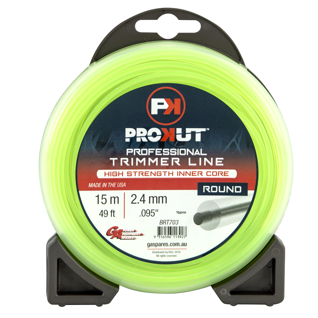 PROKUT TRIMMER LINE ROUND GREEN .095 2.4MM 49' 15m TEARDROP