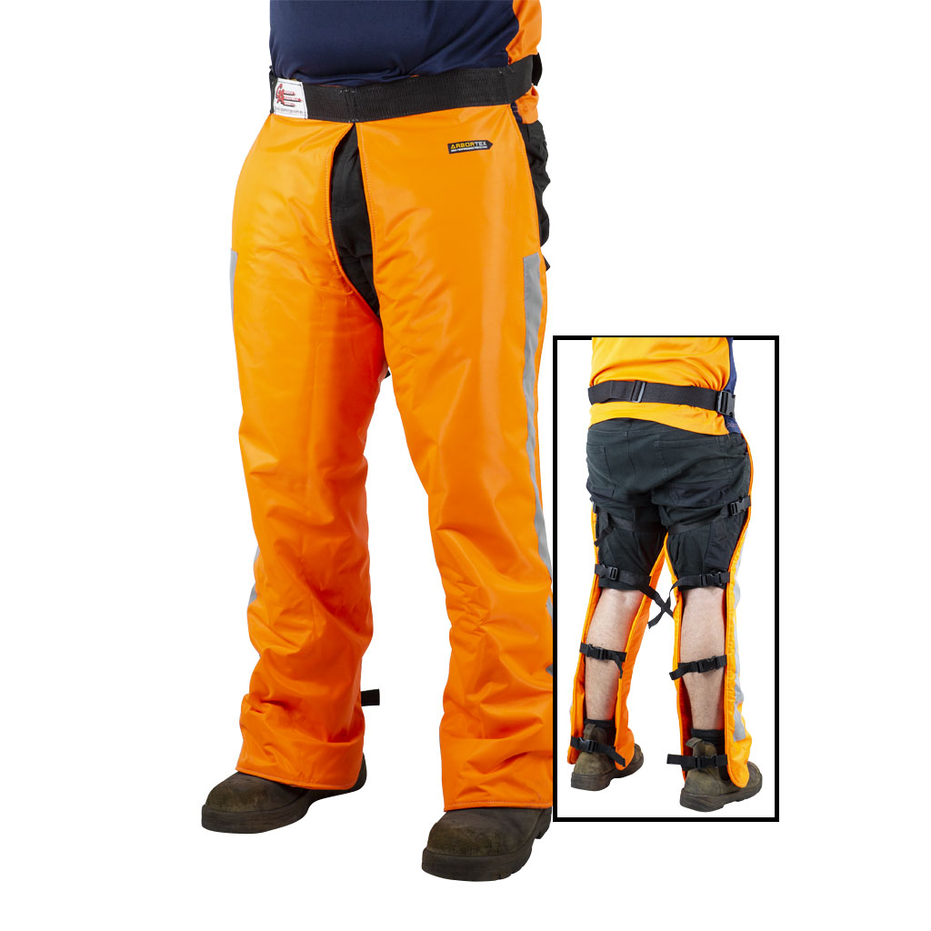 GA FLURO ORANGE CHAINSAW CHAPS LGE 1050MM