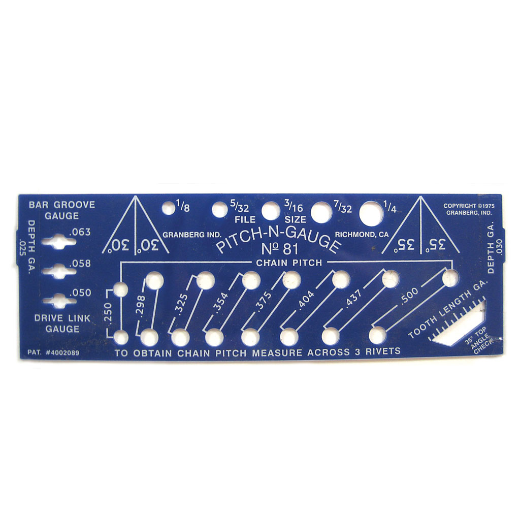 PITCH / GAUGE TOOL FOR CHAINSAWS IDENTIFIES 8 DIFF CHAIN & BAR MEASUREMENTS