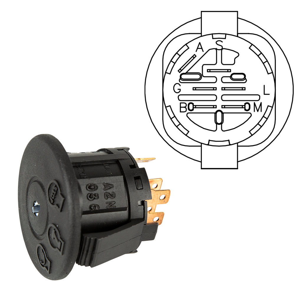 CUB CADET / ROVER IGNITION SWITCH ( 3 POSITION - 6 PIN )